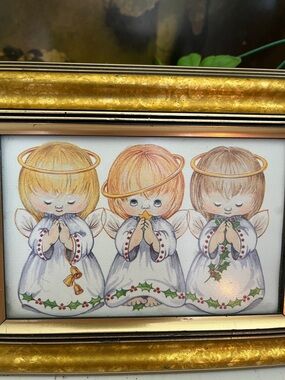 Angels Praying Pic - Framed with Stand